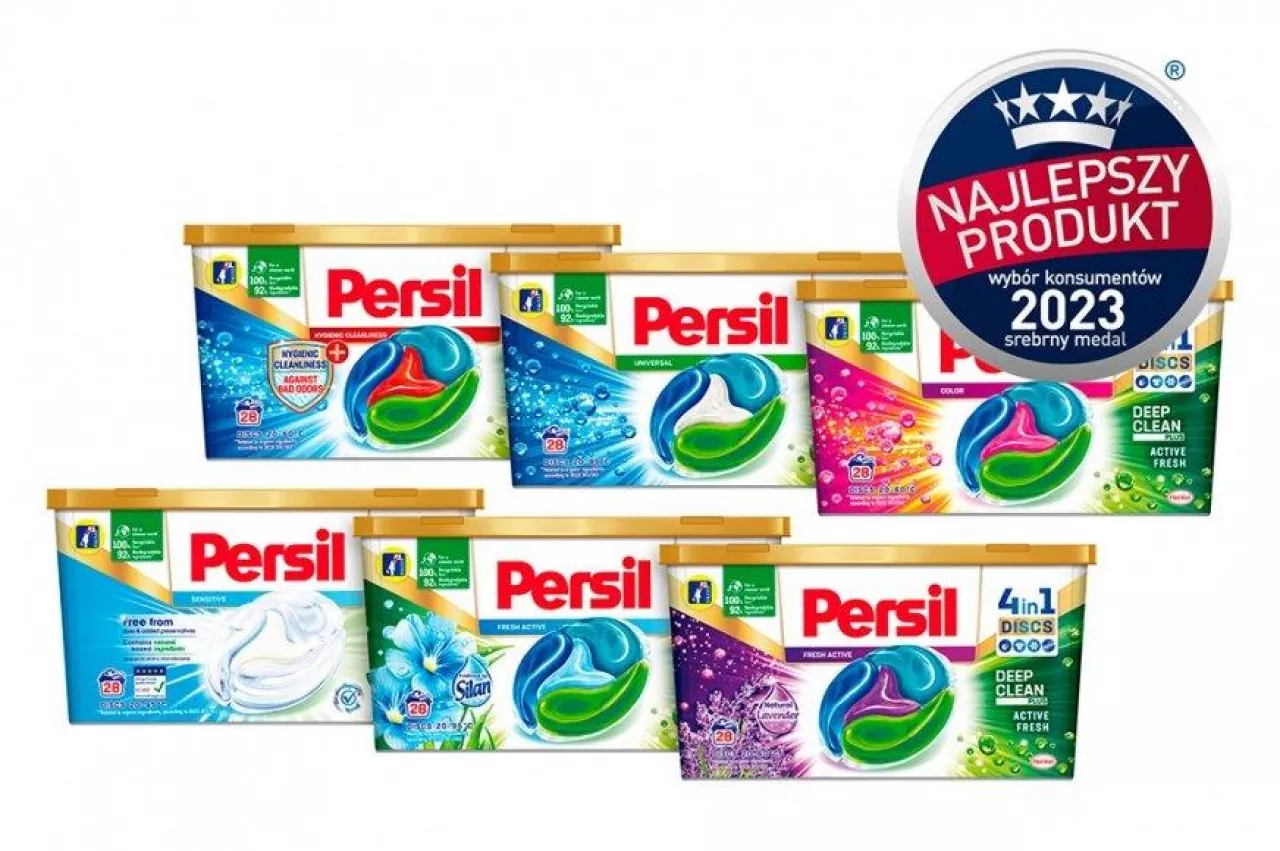 Kapsułki do prania Persil Discs Deep Clean Plus otrzymały srebrny medal w kategorii: Produkty do prania i sprzątania oraz zapachy dla domu