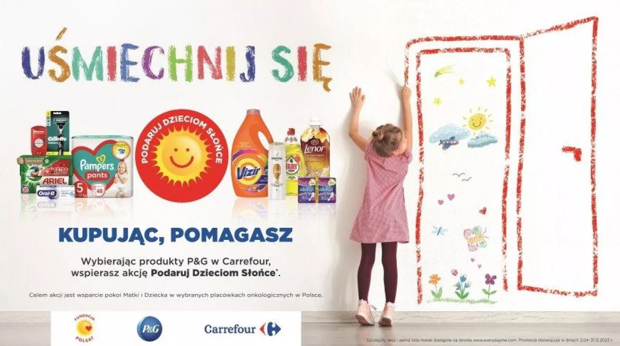 ​​​​​​​W akcję „Podaruj Dzieciom Słońce” mogą włączyć się konsumenci, kupując produkty P&amp;G w sieci handlowej Carrefour Polska do końca roku.  Część dochodu ze sprzedaży zostanie przeznaczona na stworzenie pokojów dla mam w ramach tegorocznej akcji „Podaruj Dzieciom Słońce”