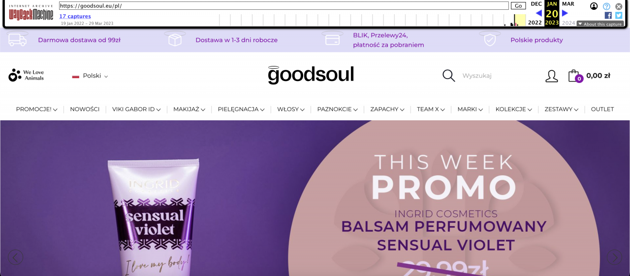 &lt;p&gt;Zrzut ekranu ze strony sklepu Goodsoul ze stycznia br.&lt;/p&gt;
