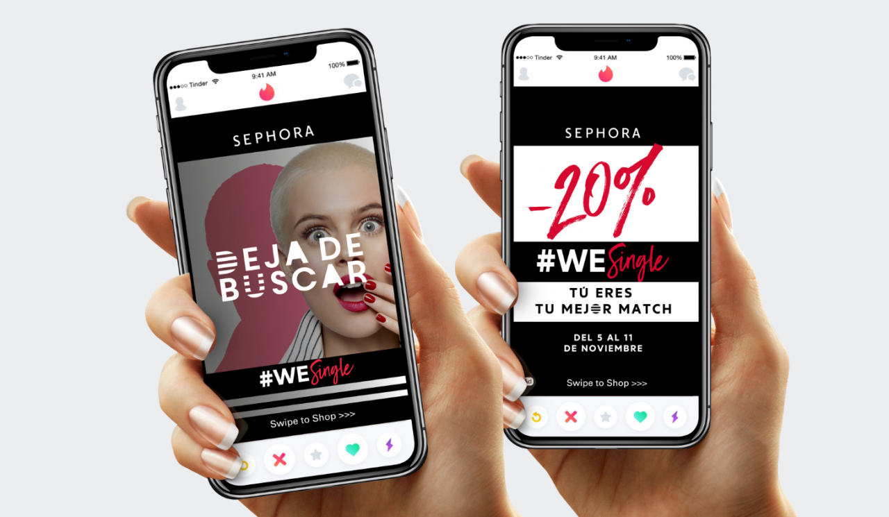 Pierwsza kampania Sephora Hiszpania na Tinderze w 2018 r.