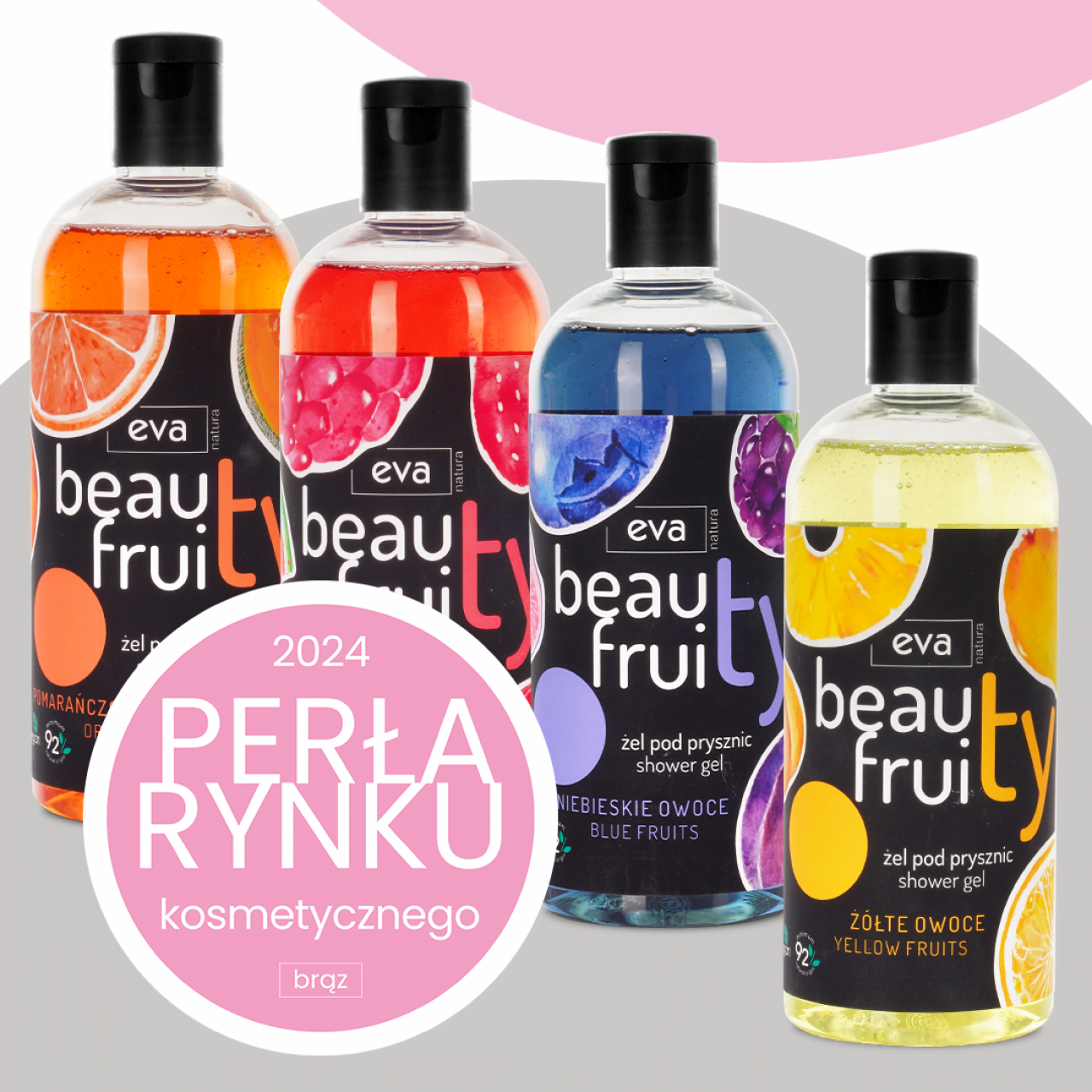 Linia owocowych żeli pod prysznic Eva Natura Beauty Fruity nagrodzona brązową Perłą Rynku Kosmetycznego