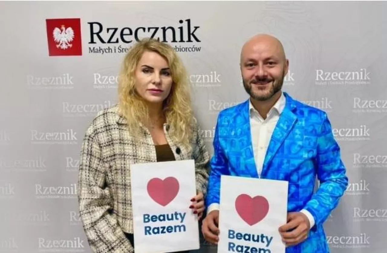 Mec. Agnieszka Majewska, rzeczniczka MŚP i Michał Łenczyński, prezes Fundacji Beauty Razem